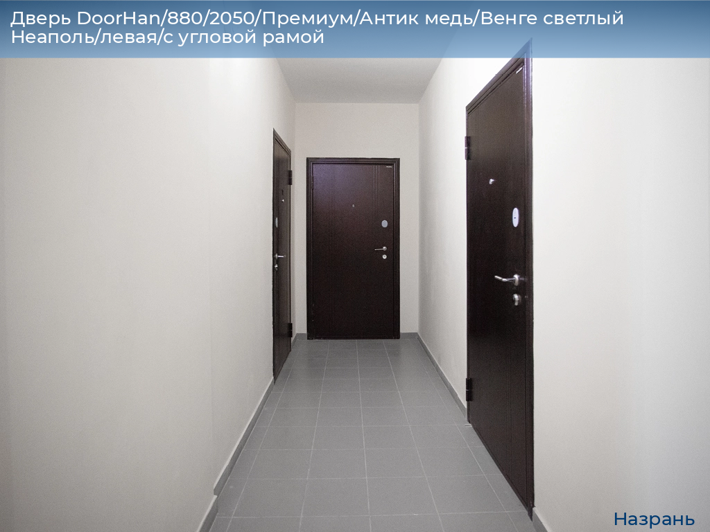 Дверь DoorHan/880/2050/Премиум/Антик медь/Венге светлый Неаполь/левая/с угловой рамой, nazran.doorhan.ru